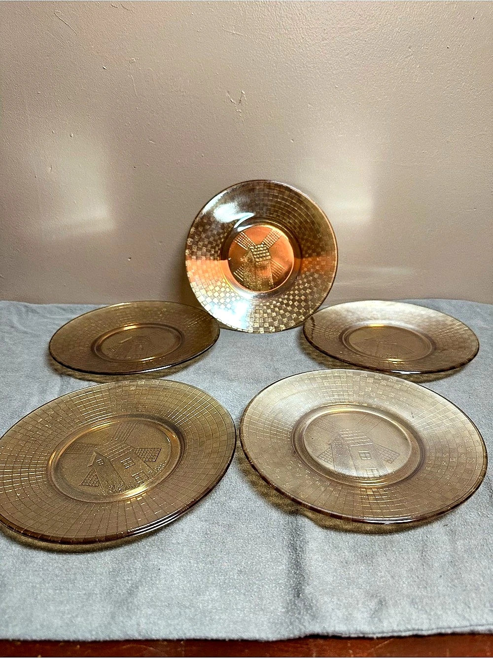 Imperial Glass Windmill Marigold Carnival Glass Plates
